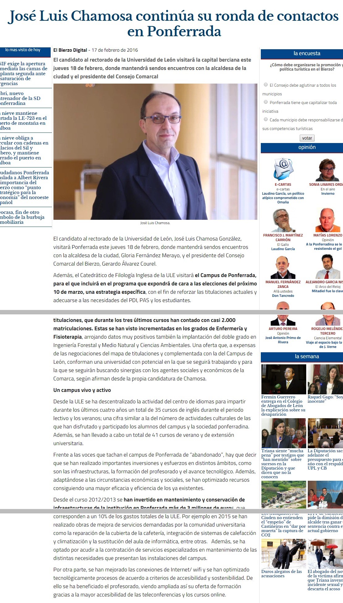 José Luis Chamosa continúa su ronda de contactos en Ponferrada